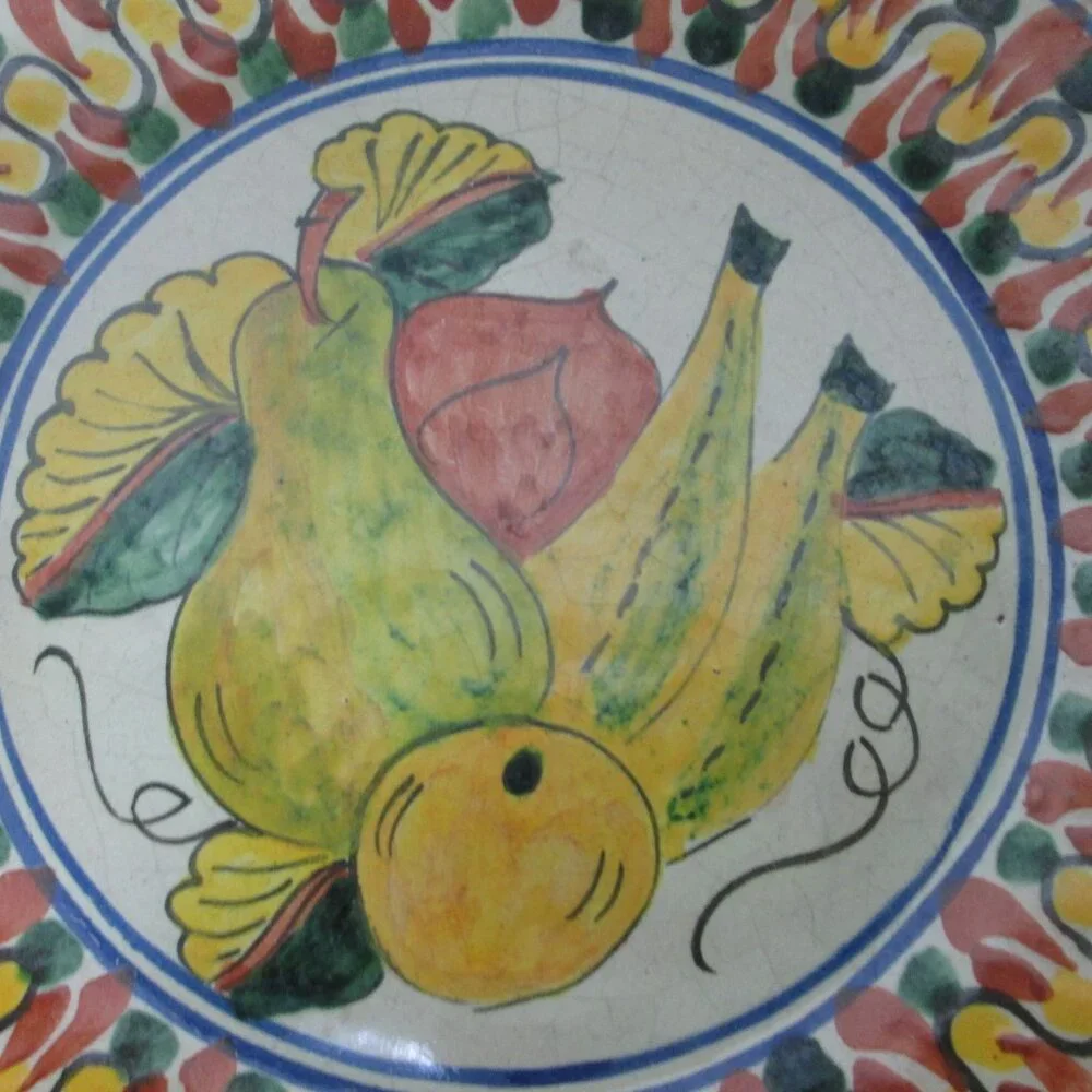 Talavera Vintage large dinner plate platter hand painted fruit Mexico 11